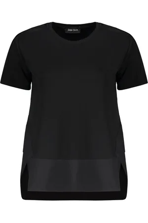 HERNO Top, Dame, Sort, 3XS, Bomuld, Asymmetrisk bomuldst-shirt med tekniske indsatser