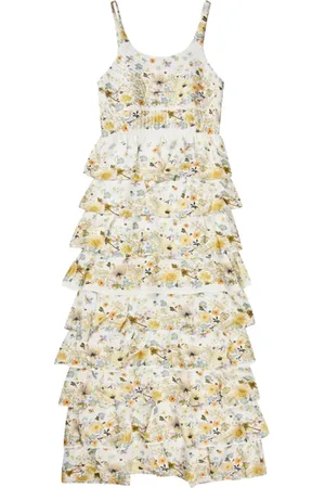 Munthe Kjole, Dame, Flerfarvet, 2XL, Lagdelt silkekjole med blomsterprint