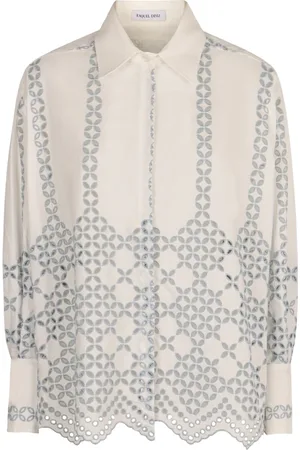 RAQUEL DINIZ Bluser & Skjorter, Dame, Hvid, M, Bomuld, Broderie Anglaise Bomuldsskjorte