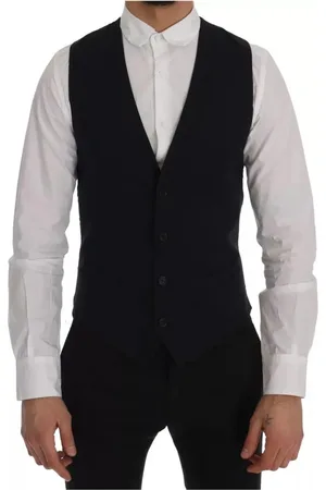 Dolce & Gabbana Jakkesæt, Herre, Blå, 2XL, Uld, Blå Stribet Uldvest med Strop