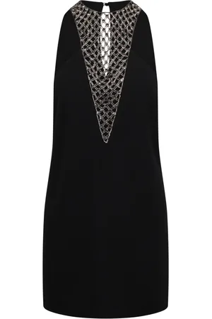 The Attico Kjole, Dame, Sort, XS, Polyester, Rhinestone Mesh Mini Kjole