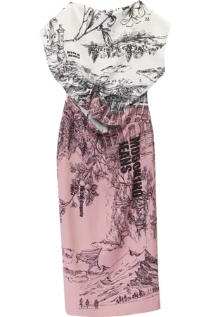 Moschino Kjole, Dame, Flerfarvet, M, Polyester, Milano Print Kjole med Cut-Out