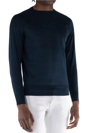 PEOPLE OF SHIBUYA Strik, Herre, Blå, S, Bomuld, Blå Crewneck Bomuld Cashmere Sweater