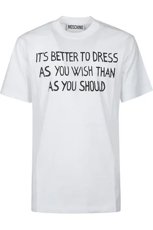 Moschino Top, Herre, Hvid, M, Trykt Slogan T-shirt