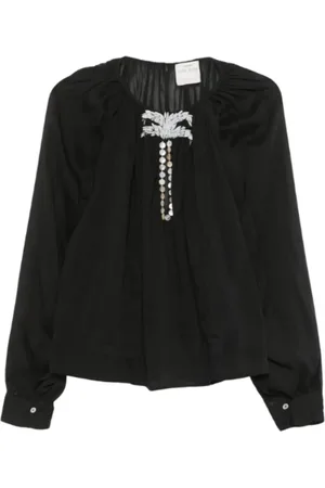 FORTE FORTE Bluser & Skjorter, Dame, Sort, S, Bomuld, Sort bluse med knaplukning