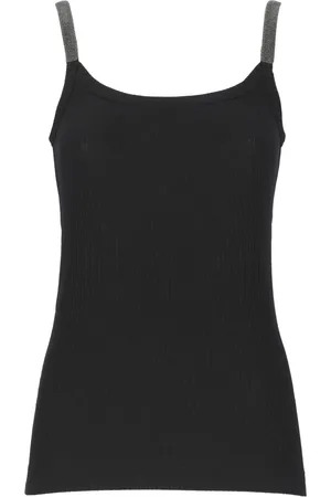 Brunello Cucinelli Top, Dame, Sort, M, Bomuld, Sort bomuldstop med messingdetaljer