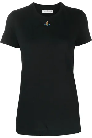 Vivienne Westwood Top, Dame, Sort, S, Bomuld, Sort Orb Signatur Logo T-shirt