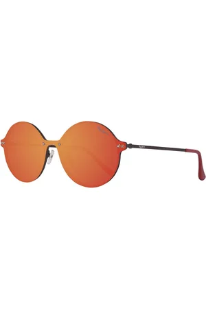 Pepe Jeans Tilbehør, unisex, Sort, ONE SIZE, Uld, Sort Metal Solbriller med Rød Spejlet Linse
