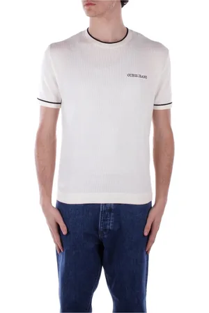 Guess Top, Herre, Hvid, L, Bomuld, Logo Front Bomuld T-shirt Stor Pasform