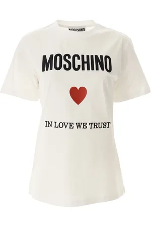 Moschino Top, Dame, Hvid, 2XS, Bomuld, Bomuld Kærlighed Tillid Tee