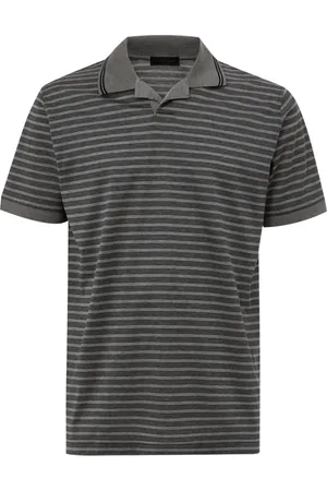 corneliani Top, Herre, Grå, L, Bomuld, Stribet kortærmet grå polo skjorte