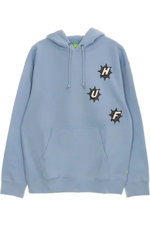 Huf Sweathshirts & Hoodies, Herre, Blå, S, Bomuld, Blå hættetrøje med snøre hætte