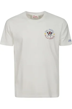 MC2 SAINT BARTH Top, Herre, Hvid, S, Bomuld, Hvid Bomulds T-Shirt med Brysttryk