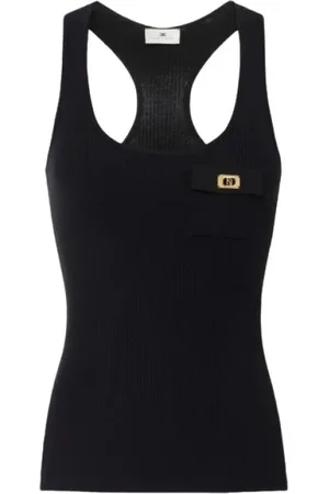 Elisabetta Franchi Top, Dame, Sort, L, Sort Tanktop med Racerback