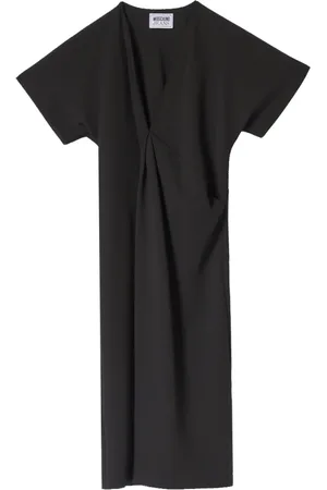 Moschino Kjole, Dame, Sort, XS, Polyester, Sort Kjole med Halve Ærmer og V-Hals