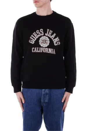 Guess Sweathshirts & Hoodies, Herre, Sort, M, Bomuld, Sort Logo Front Sweater