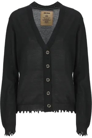 UMA WANG Strik, Dame, Sort, L, Cashmere, Sort Cashmere V-Hals Cardigan Sweater