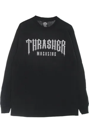 Thrasher Top, Herre, Sort, M, Bomuld, Sort langærmet logo tee