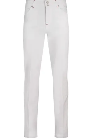 Kiton Bukser, Herre, Hvid, W36, Bomuld, Hvide Slim-Fit Bukser
