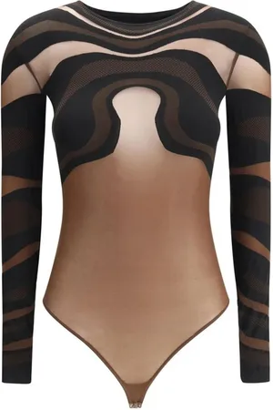Wolford Top, Dame, Flerfarvet, M, Grafiske Linjer Langærmet Body