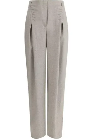 Fendi Bukser, Dame, Brun, 2XS, Uld, Elegant uldbukser med hundetandmønster