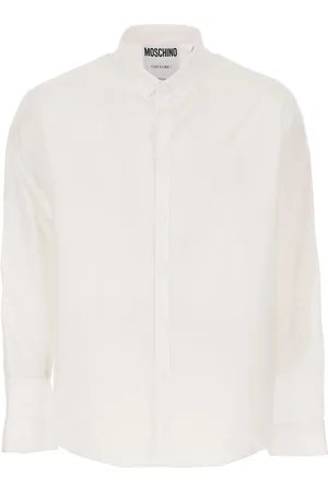 Moschino Skjorte, Herre, Hvid, 3XL, Bomuld, Hvid Bomuld Maxi Label Skjorte