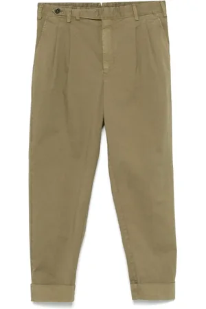 PT Torino Bukser, Herre, Grøn, L, Uld, Grønne Tapered Chinos med Klaffelommer