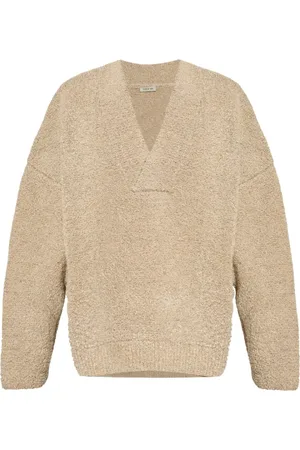 FEAR OF GOD Strik, Herre, , S, Uld, Uld V-Hals Sweater med Logo Patch
