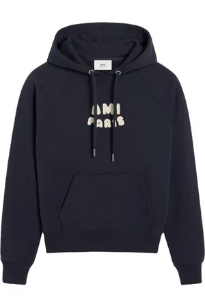 Ami Sweathshirts & Hoodies, Herre, Blå, L, Uld, Navy Hættetrøje Stilfuld