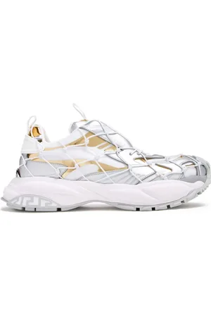 VERSACE Sko, Dame, Hvid, 38 1/2 EU, Uld, Hvid Sølv Guld Sneaker