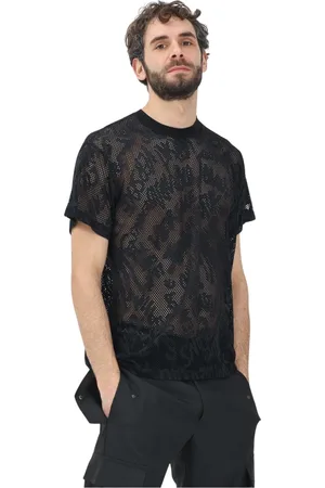 VERSACE Top, Herre, Sort, M, Sort Mesh Logo T-shirt Regular Fit