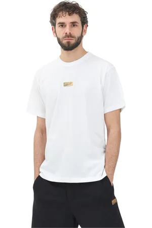 VERSACE Top, Herre, Hvid, 3XL, Bomuld, Hvid T-shirt med Institutionelt Logo