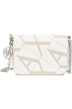 Armani Exchange Tilbehør, Dame, Hvid, ONE SIZE, Uld, Logo Multifarvet Pung med Aftagelig Rem