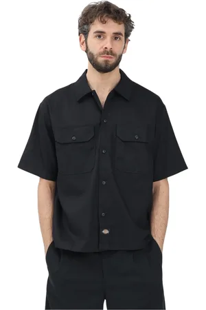 Dickies Skjorte, Herre, Sort, M, Uld, Sort kortærmet arbejdstøjsskjorte