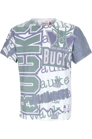 Mitchell & Ness Top, Herre, Flerfarvet, XL, Bomuld, Milwaukee Bucks NBA T-shirt Hvid