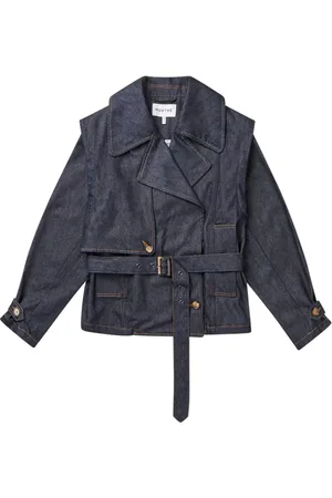 Munthe Jakke, Dame, Blå, M, Denim, Denim Trenchcoat med Aftagelige Ærmer