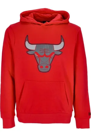 New Era Sweathshirts & Hoodies, Herre, Rød, XL, Bomuld, Chicago Bulls Logo Hættetrøje Rød/Sort
