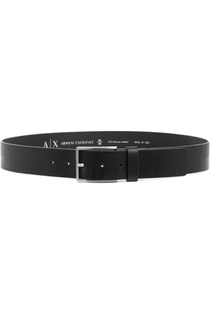 Armani Exchange Tilbehør, Herre, Sort, 90 CM, Læder, Enkel Spænde Bælte med Logo Detalje