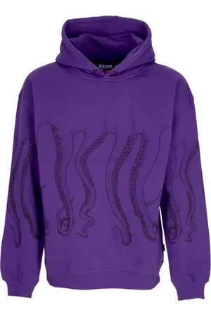 Octopus Sweathshirts & Hoodies, Herre, Lilla, XL, Bomuld, Lilla hættetrøje med blækspruttepatch
