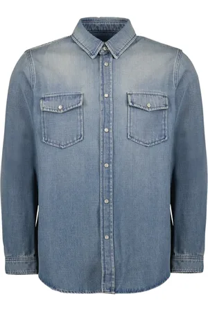 Saint Laurent Skjorte, Herre, Blå, M, Denim, Denim Skjorte Klassisk Langærmet Blå