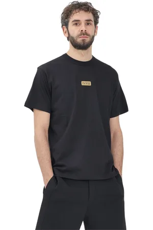VERSACE Top, Herre, Sort, M, Bomuld, Sort T-shirt med Institutionelt Logo