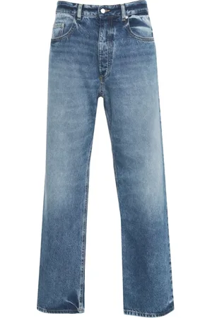 Icon Denim Jeans, Herre, Blå, W30, Bomuld, Blå Distressed Wide Leg Jeans