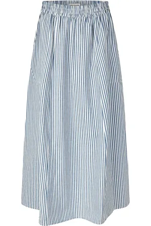 Lollys Laundry Nederdel, Dame, Blå, S, Tyl, Stribet Maxi Nederdel Elegant og Afslappet