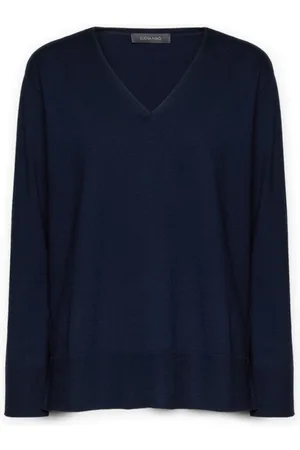 Elena Miro Strik, Dame, Blå, M, Polyester, V-hals sweater