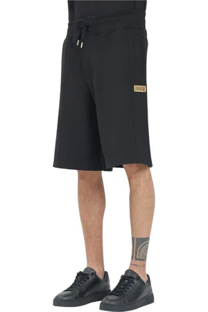VERSACE Shorts, Herre, Sort, L, Bomuld, Sort sporty shorts med institutionelt logo