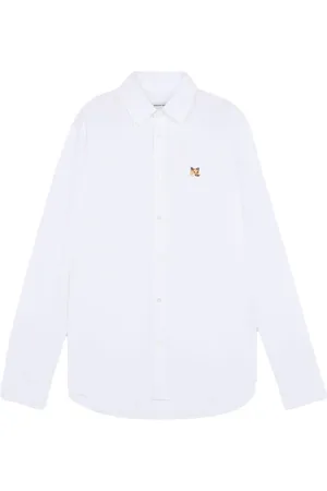 Maison Kitsuné Skjorte, Herre, Hvid, M, Bomuld, Fox Head Poplin Skjorte