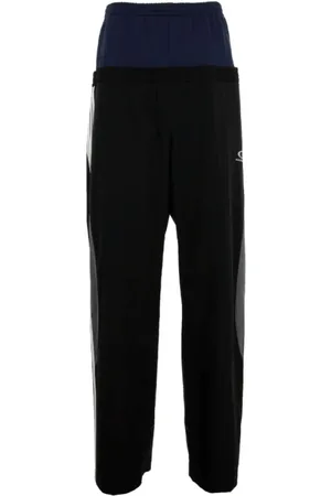 Balenciaga Bukser, Dame, Sort, S, Bomuld, Farvebloksporbusker med stribe detaljer