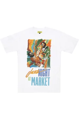 MARKET Top, Herre, Hvid, XL, Bomuld, Jazz Night Hvid Tee T-Shirt