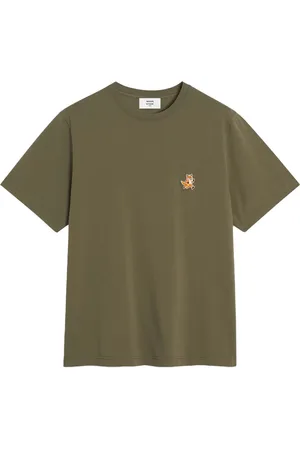 Maison Kitsuné Top, Herre, Grøn, S, Bomuld, Speedy Fox Patch T-shirt