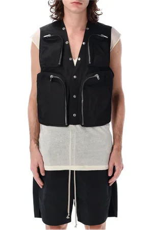 Rick Owens Jakke, Herre, Sort, L, Polyester, Sort Cargo Vest med Bauhaus Lommer